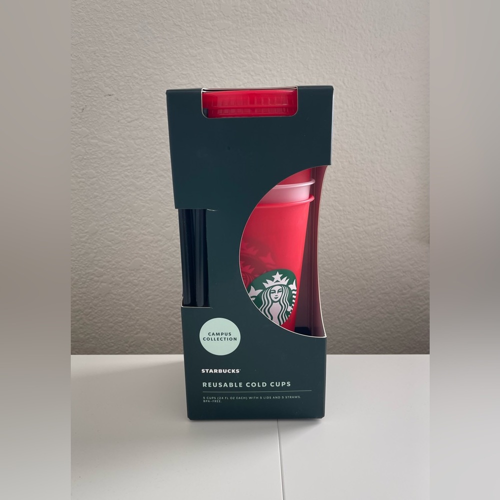 NWT STARBUCKS UNLV College Collection 5 Reusable Cold Cup Set and Water Bottle - Picture 6 of 6